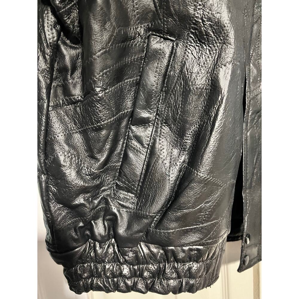 Vintage Fondini Leather Jacket Mens XL Black Patchwork Lyle’s Liquor NWT - Picture 10 of 12